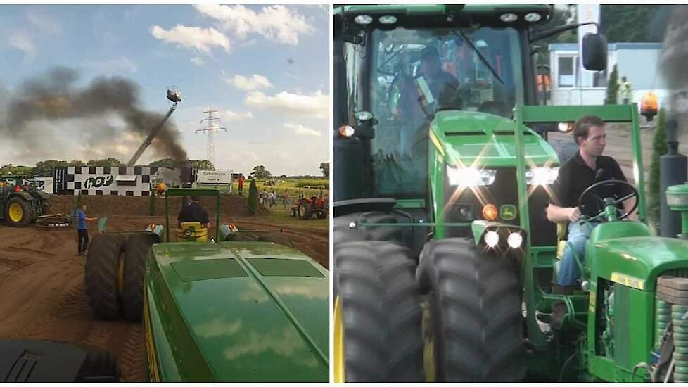 John Deere double pull bij trekkerslep Trekkerweb tractorpulling