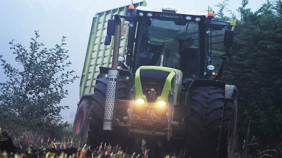 Claas Jaguar 870 and Claas Xerion 3300 Trac VC misty maize harvest - mais hakselen 2013 - M. Verhoef