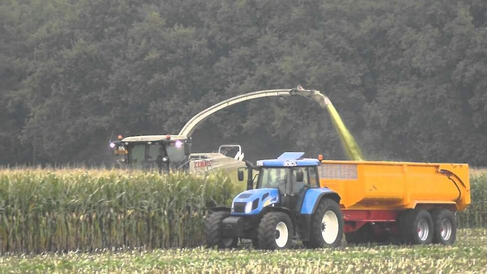 Loonbedrijf Becker Claas Jaguar met 12 rijer maisbek Trekkerweb