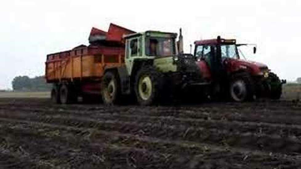 Aardappelsrooien MB Trac Case-IH Grimme en Trekkerweb.nl