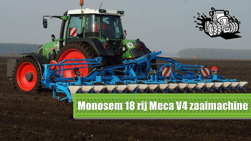 Monosem 18 rij Meca V4 bietenzaaimachine Loonbedrijf Fuhler Emmen Trekkerweb