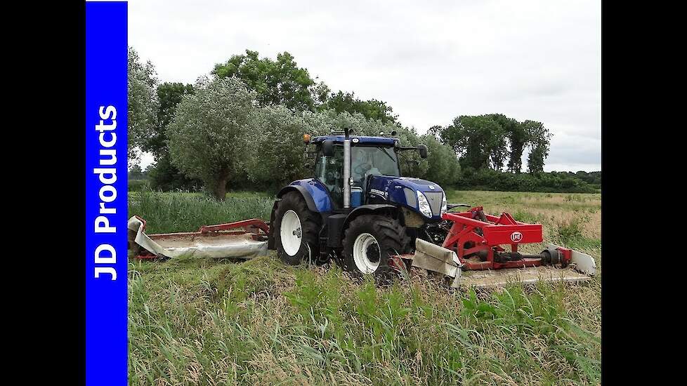 New Holland T7 270/ Gras maaien/ Mowing grass/ van Klompenburg Hulshorst/ Lely/ The Nertherlands