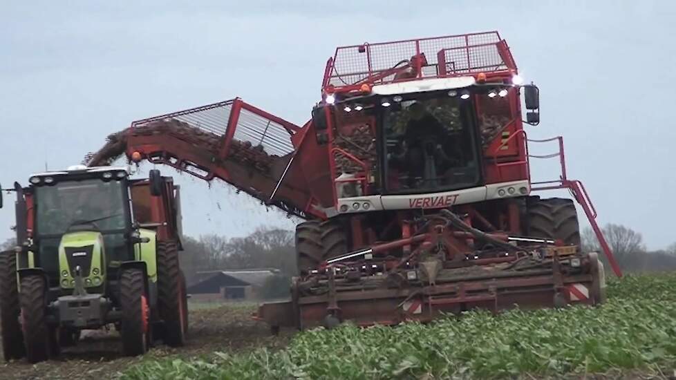 Vlak voor de Kerst Loonbedrijf Fuhler  Emmen de laatste suikerbieten met de Beet Eater Trekkerweb