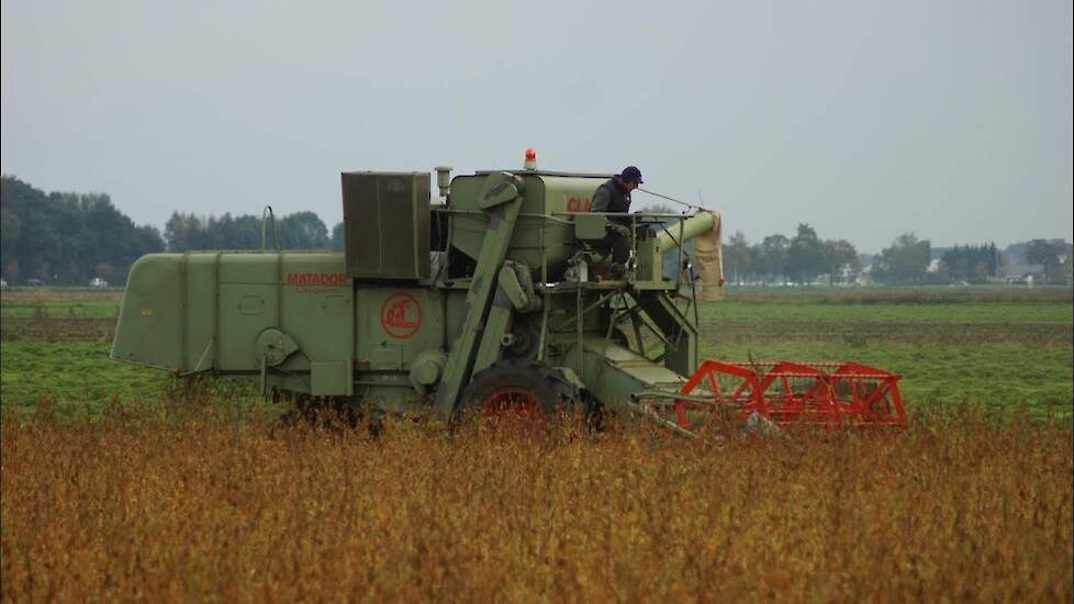 Soja bonen combinen in de bittere kou Claas Matador Gigant Trekkerweb