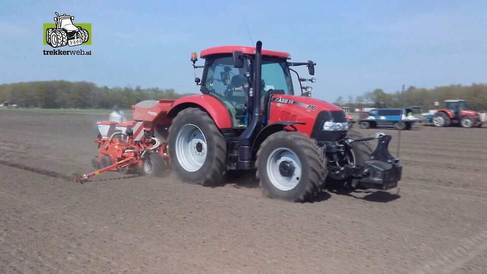 37,5 cm zaaien Case-IH Maxxum CVX 110 Kverneland Optima V e-drive precisiezaaimachine Trekkerweb