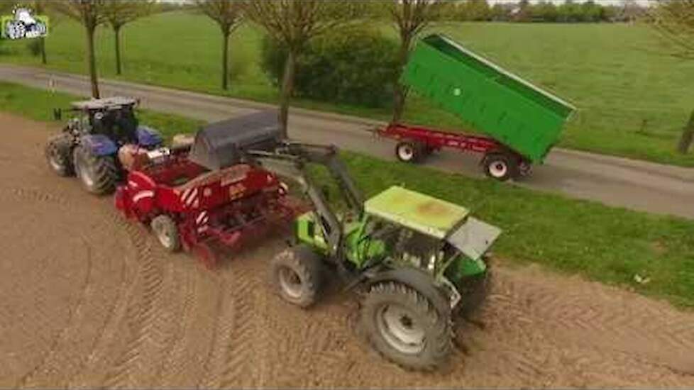 Aardappelen poten met New Holland T7.230 en Grimme GL 430 Trekkerweb