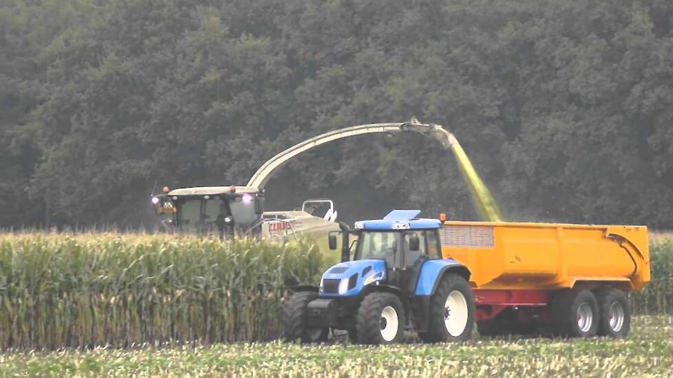 Loonbedrijf Becker Claas Jaguar met 12 rijer maisbek Trekkerweb