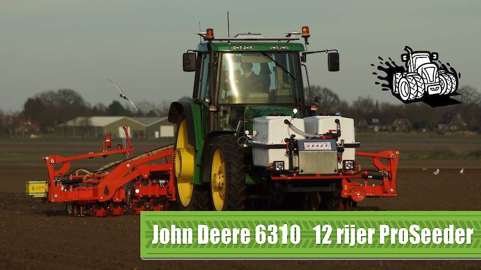 John Deere 6310 met de 12 rijer ProSeeder Single uien zaaien Trekkerweb