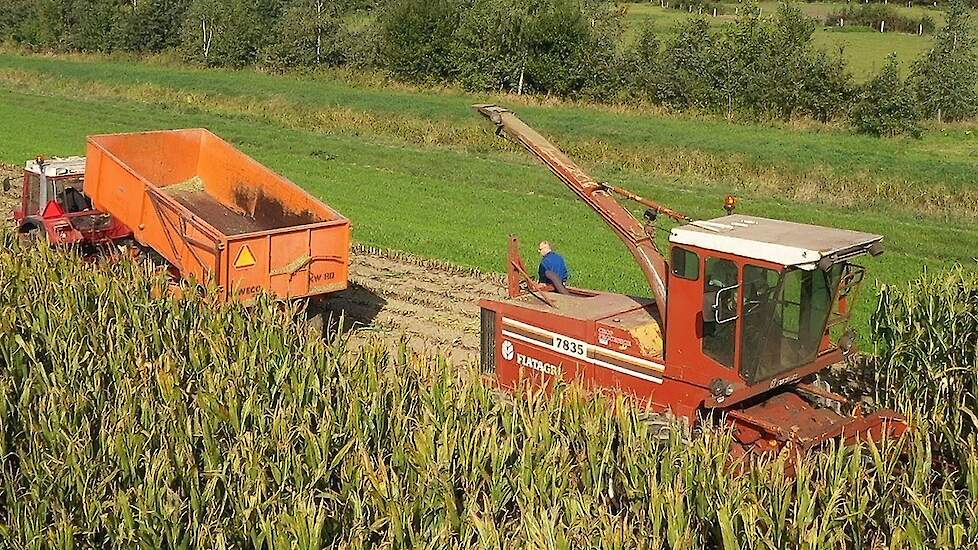 Fiatagri 7835 Crop Processor aan het maishakselen