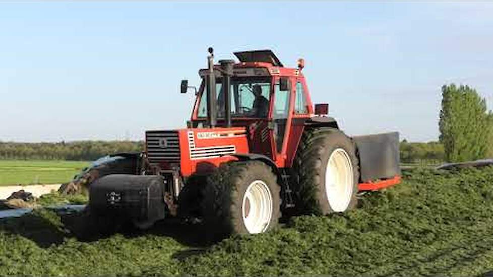 GRASKUIL AANRIJDEN MET EEN FIAT 180 -90 TURBO DT HOLARAS KUILVERDELER