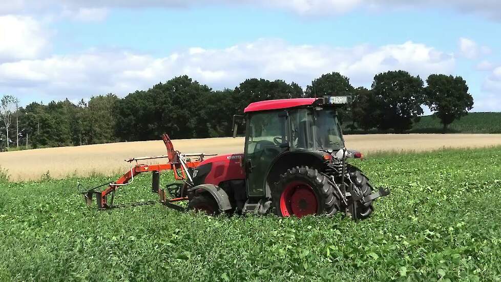 ONKRUID TOPEN KNIPPEN MET EEN KUBOTA M 5091 HARTMANN FM 225 III