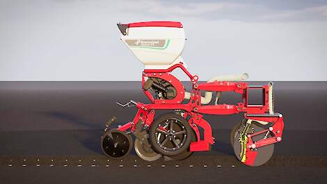 Het Pudama systeem is opgenomen in de Kverneland Optima TFprofi zaaimachine met SX hoge snelheidszaairij.