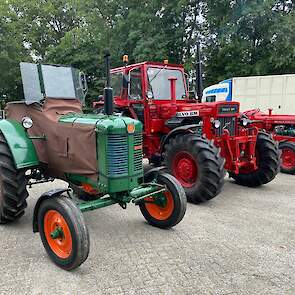 Drie generaties Bolinder Munktell/Volvo BM naast elkaar, de groene T36 is van 1952, de 814 is van 1976 en de 350 van 1960.