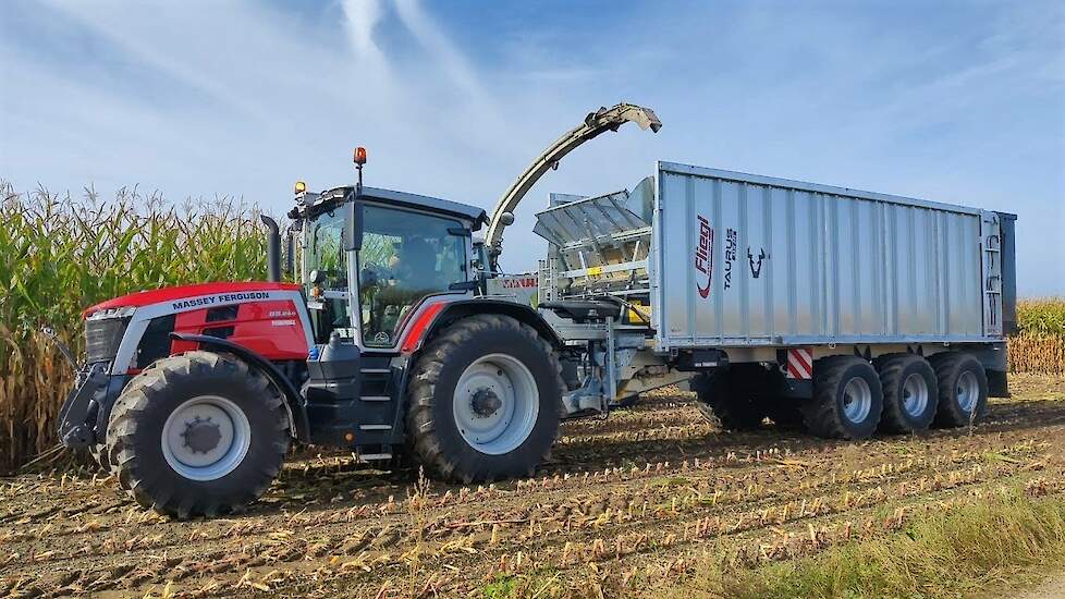 De Fliegl afschuifwagen Taurus ASW 391 50 kuub met MF 8S.245